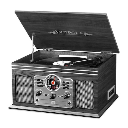 Innovative Technology 6 in 1 Nostalgic Record Player Turntable Bluetooth - Grey IN564588