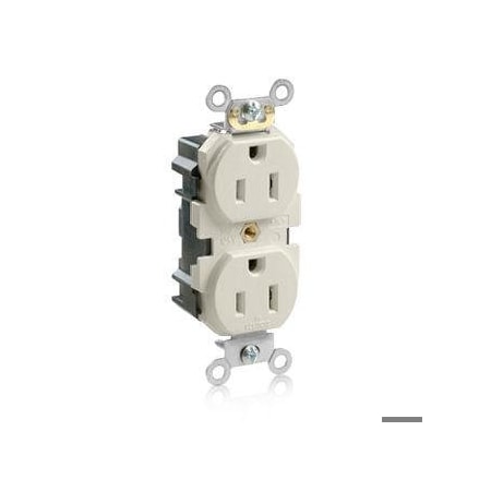 Leviton Straight Blade Receptacle, 5-15R, 15 A, 125V AC, Flush Mount, Self-Grounded M5262-ST