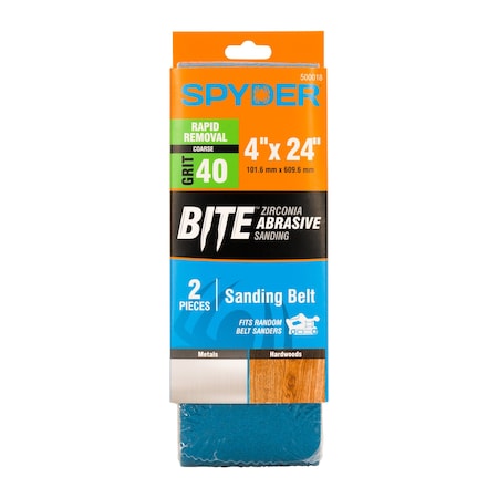 Spyder 4-Inch x 24-Inch 40 Grit Zirconia Tape Joint Sanding Belt, 2PK 500018