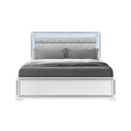 Global Furniture Usa Contemporary Glam Soleil White King Bed SOLEIL-WHITE-KB