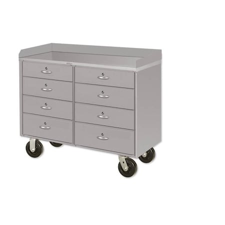 Pucel Mobile Drawer & Door Cabinet, Eight Drawers, 46 in W x 21 in D x 34 1/2 in H, Gray PDC-46S-8