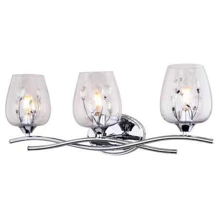 Vaxcel Wilmette 24 in. 3-Light Modern Chrome Bathroom Vanity Fixture, Clear Glass Shade W0512