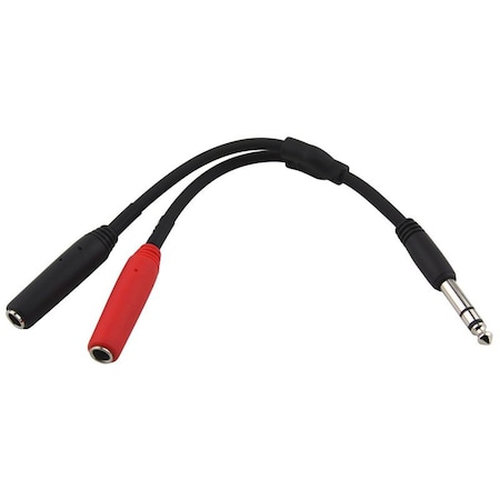 Pig Hog 6-in Y Cable, Stereo 1/4-in Male -Dual Mono 1/4-in Female PY-S214F