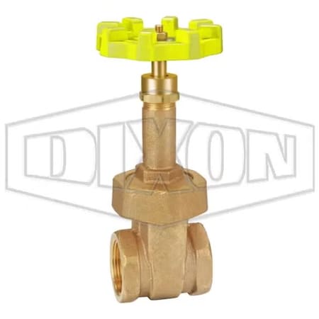 Dixon Gate Valve, 1-1/4 in, FNPT, Class 150, Bronze Body, Malleable Iron Hand wheel Actuator DBGV125