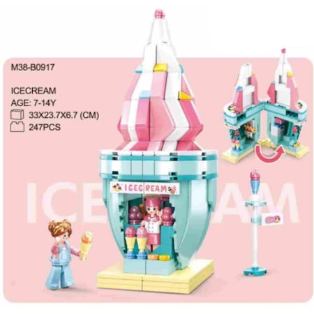 Vivacidad Ice Cream House Building Brick Kit, 247 Piece VI3445556