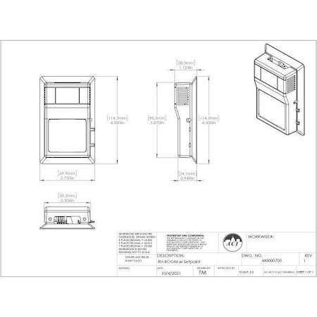 Aci RH Room Sensor A/RH2-CP-RS-A01-C5