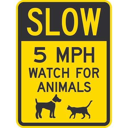Lyle Slow 5 MPH Watch For Animals (w/graphic), 24x30, Engineer Grade, Yellow G-13995-EG_24x30