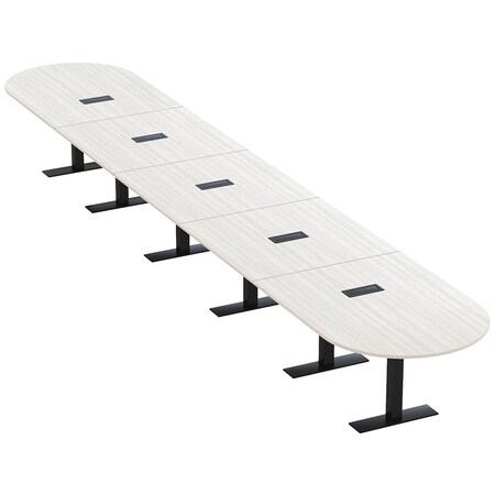 Skutchi Designs 22ft Racetrack Conference Table With Power | Harmony Series | 22 Person Meeting Room Table HAR-RAC-48X264-T.BK-WA7976-EBLK