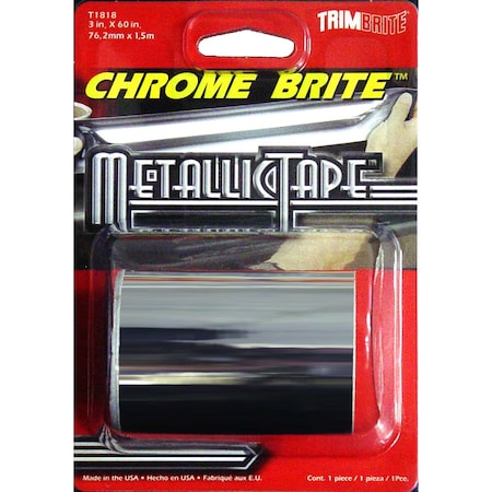 Trimbrite PINSTRIPES Foil Tape Roll 3 Inch x 5 Foot Silver Chrome T1818
