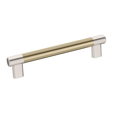 Amerock Esquire 6-5/16 in 160 mm Center-to-Center Polished Nickel/Golden Champagne Cabinet Pull BP36559PNBBZ