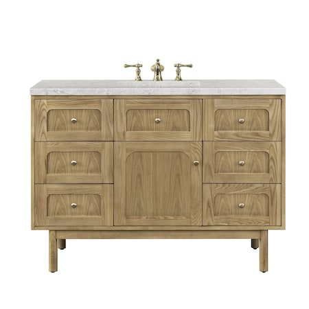 James Martin Vanities Laurent 48'' S Vanity, Light Natural Oak w/ Jasmine Pearl Top w/FreePower Wireless Charger 545-V48-LNO-FEJP