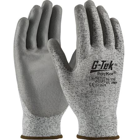 G-Tek Seamless Knit PolyKor Blended Glove with Polyurethane Coated Flat Grip on Palm & Fingers, 12PK 5112