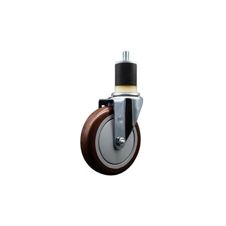 Service Caster 5'' SS Maroon Poly Wheel Swivel 1-7/8'' Expanding Stem Caster SCC-SSEX20S514-PPUB-MRN-178