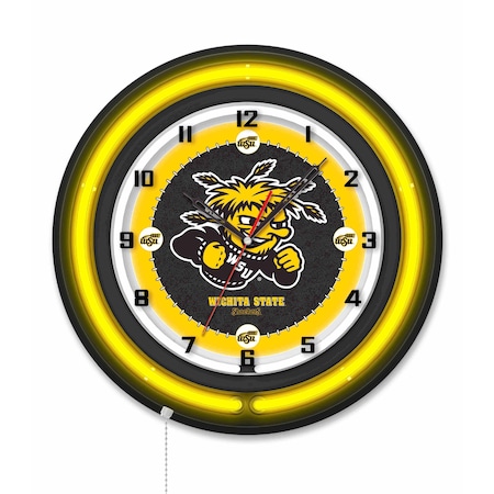 Holland Bar Stool Wichita State University 19 Double Neon Wall Clock Clk19BK