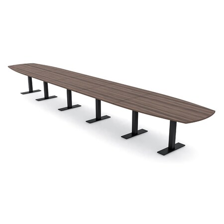 Skutchi Designs Arc Boat Conference Table With Power, 48 in W, 264 in L HAR-ABOT-48X264-T.BK-H3041-NA