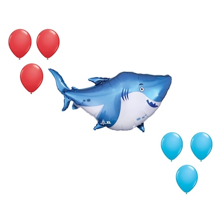 Loonballoon 40 Inch Ocean Buddies Shark Balloon Medium Shape Set 6x latex 96352