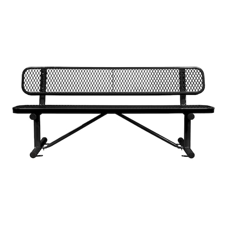 Leisure Craft Bench/Back, Surface Mount, 6ft., Black B6WBSM-BLACK