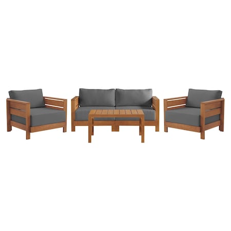Alaterre Furniture Alaterre Barton 4 Piece Patio Furniture Set with Loveseat and Chairs Natural Finish 80-BARTON-SET1-G