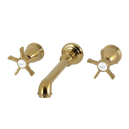 Kingston Brass Double-Handle Wall Mount Bathroom Faucet, Brushed Brass KS7127NX