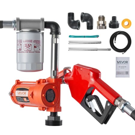 Vevor Fuel Transfer Pump 12V DC 16 GPM with Hose and Nozzle for Gasoline Diesel KEX-16