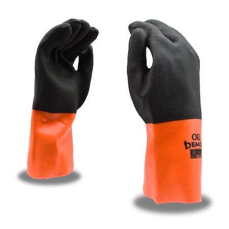 Oil Demon Glove, PVC, 12 in, Blk/Orng, PK12 5312J