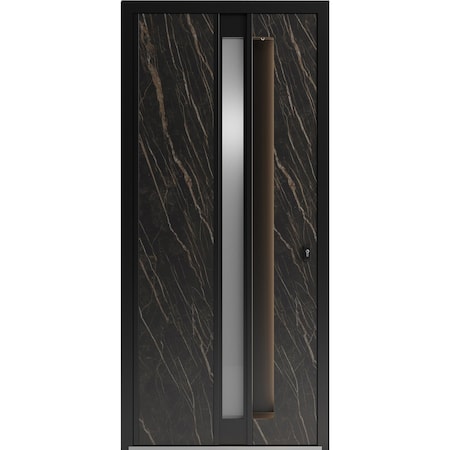 Vdomdoors Aluminum Door with Hidden Handle Hiddex 0155 Natural Noir Entry Steel Metal Modern Painted W36xH80 HIDDEX0155EXD-NOIR-W36xH80-LH-I