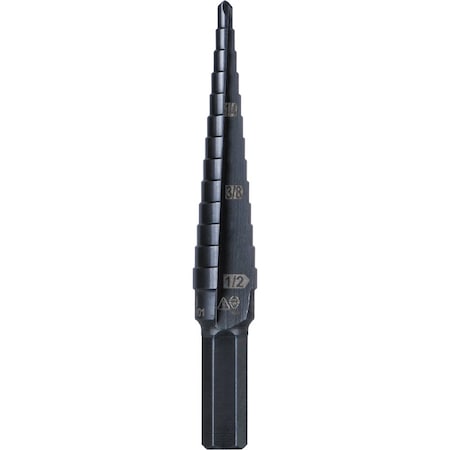 Klein Tools Step Drill Bit Double-Fluted No 1, 1/8 to 1/2-Inch KTSB01
