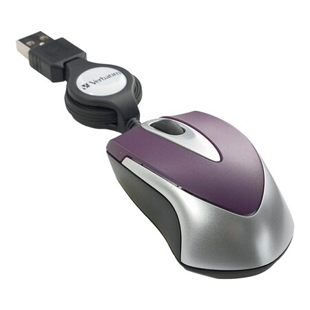 Verbatim Americas Verbatim Mini Travel Optical Mouse - Purple - Optical - USB - Purple - Pack of 1 97253