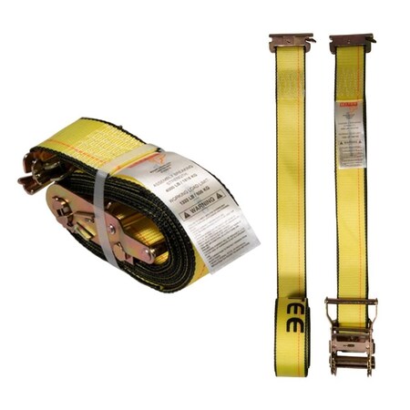 Mytee Products 2 Pack 2'x12ft Heavy Duty E Track Ratchet Strap for Enclosed Trailers, 4000 lbs, 2PK ETKRS12x2