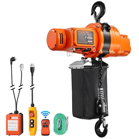 Vevor 2-in-1 Electric Chain Hoist 1100 lbs Single Phase Overhead Crane 20ft Lift H5
