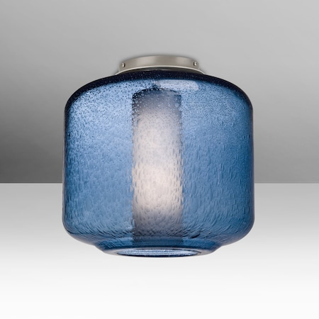 Besa Lighting Besa Niles 10 Ceiling, Blue Bubble/Opal, Satin Nickel Finish, 1x5W LED NILES10BOC-LED-SN