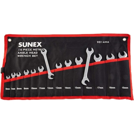 Sunex Angled Wrench Set, Metric, 14 pcs. 9914MA