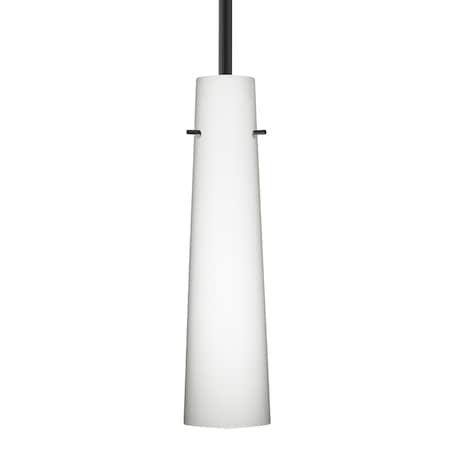 Besa Lighting Besa Camino Stem Pendant, Opal Matte, Black Finish, 1x 5W LED 1TT-567407-LED-BK
