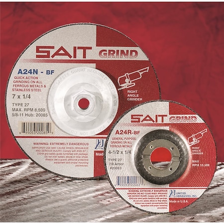 A-Solid 9in x 1/4in x 5/8-11 A24-N-BF T27 Steel Grinding Wheel, 10PK 10031