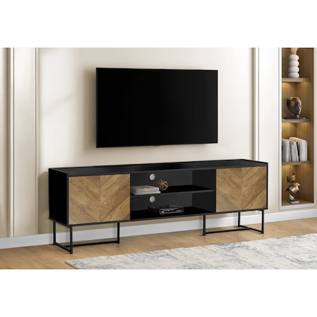Monarch Specialties Tv Stand, 72 Inch, Console, Storage Cabinet, Living Room, Bedroom, Brown And Black Laminate I 2752