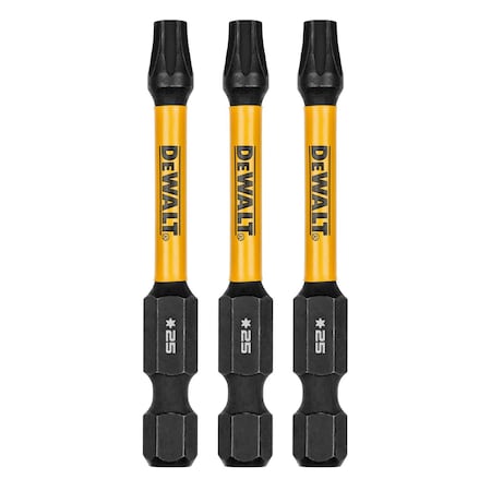 Dewalt FlexTorq Power BitL:2.25", PKG3, BitSize:T25 DWAF2TX25IR3