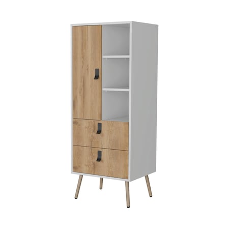 Homeroots 20" White and Natural Two Drawer Dresser 552271