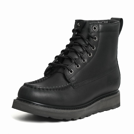 Handpoint Mens 6 in Soft Toe Work Boots-Black Full Grain Leather Safety Boots, 8.5 HSB84994-D-8.5