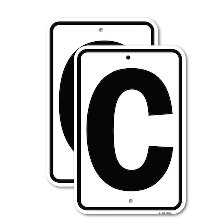 Signmission Sign with Letter C, 12'' X 18'' 2 Signs, Heavy Gauge Aluminum, 2PK A-1218-2PACK-22960