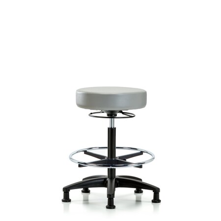 Blue Ridge Ergonomics Vin Stool without Back-High Bench Height with Chr Foot Ring and Stat Glides in Dove Trailblazer Vin BR-VHBSO-RG-CF-RG-8567