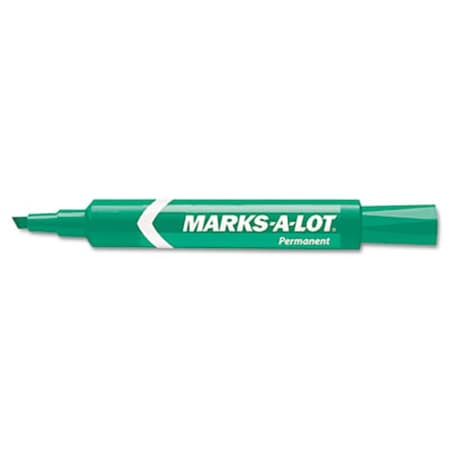 Marks-A-Lot Permanent Marker  Regular Chisel Tip  Green  Dozen 7885