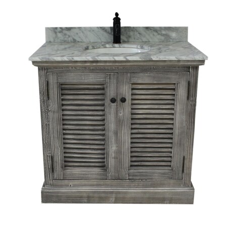 Infurniture WK1936-G plus CW top 37 in. Rustic Solid Fir Sink Vanity In Grey-No Faucet WK1936-G +CW top