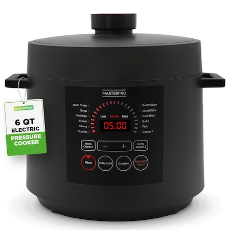 Nutrichef Electric Pressure Cooker 6 Quart Capacity, Black NCHS60ZB