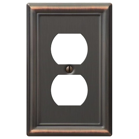 Amerelle Chelsea Receptacle Wallplate, 2 -Gang, Steel, Bronze 149DDB