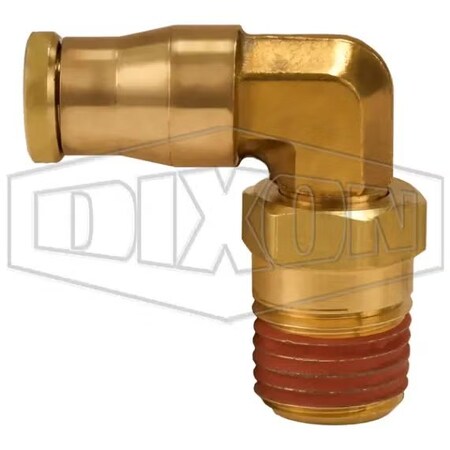 Dixon Push-In Swivel Elbow, 1/4 in Nominal, MNPT Swivel x Tube, Brass, Domestic AQ69DOTS4X4