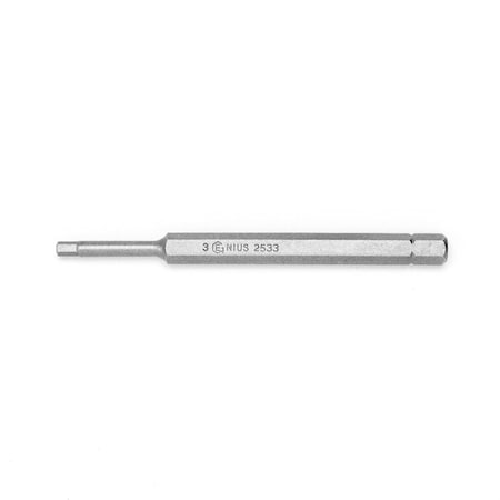 Genius Tools 1/4in Hex Shank, 3mm Hex Screwdriver Bit 88mmL 2533