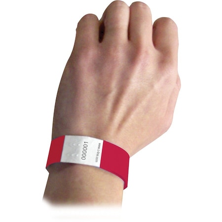 C-Line Products 3/4" x 10" Red DuPont Tyvek Security Wristbands, 100/PK 89104