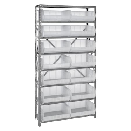 Quantum Storage Systems 8 SHELF UNIT W/14 BINS CLEAR QSBU-250CL
