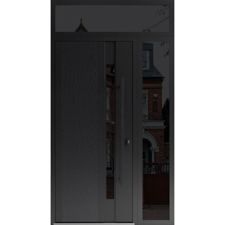 Vdomdoors Steel Door Dekton 0163 Ardesia Nero Side and Top Exterior Window Sidelite Entry Door Painted W36+14 DEKTON0163EXD-ARD-W36+14xH80+16-LH-I