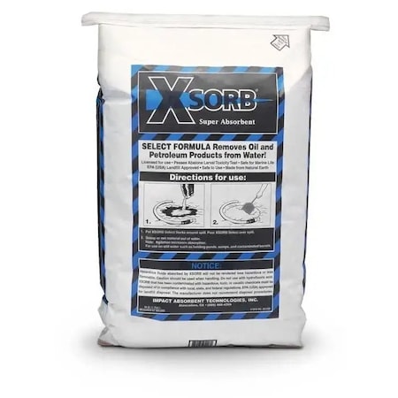 Xsorb Loose Sorbent, 8 gal Absorbed per Package, 14 lb Bag, Inert Minerals, Not Scented, White XB110